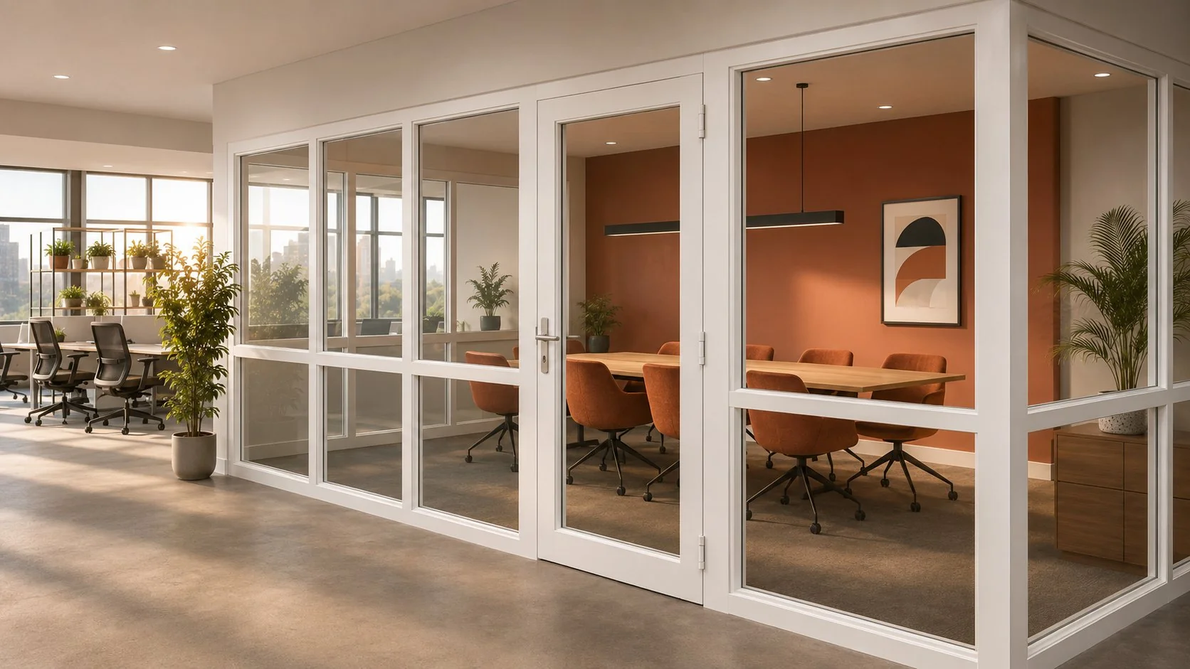 uPVC office partitions in Hyderabad — glazed cabin by Mason uPVC